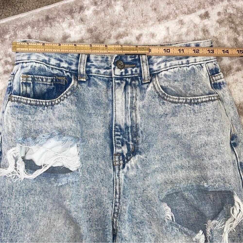 Nasty Gal jeans Split Hem Distressed Straight Leg Jeans US SZ 10 distressed acid - Picture 11 of 12